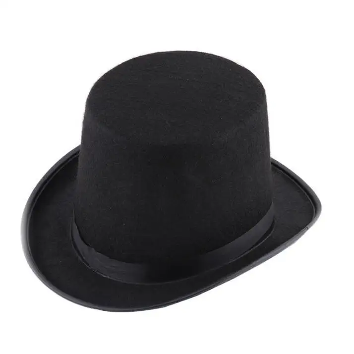 

Satin Felt Top Hat Magician Gentleman Adult 20's Costume Tuxedo Victorian Cap Halloween Xmas Party Fancy Top Hat 100pc Wholesale