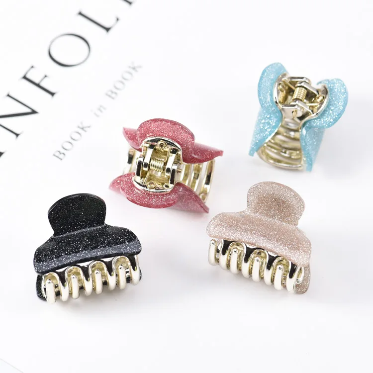 1PCS Fashion Trumpet 4CM  Shining Solid color Hair Claws Acrylic Solid Hair Clips For Girl Hairpins Hair Accessories