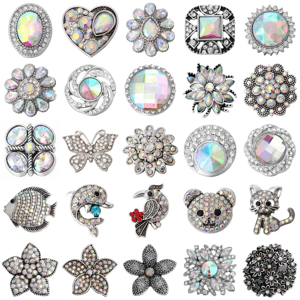 5pcs/lot New Snap Jewelry Vintage Metal Love Cat Butterfly Dolphin Bear Flower Charm 18mm Snap Button Jewelry for 18mm Snaps Bra