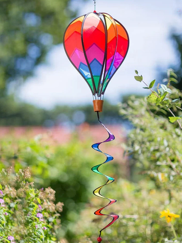 Hot Air Balloon Colorful Attractive Twist Garden Wind Spinner