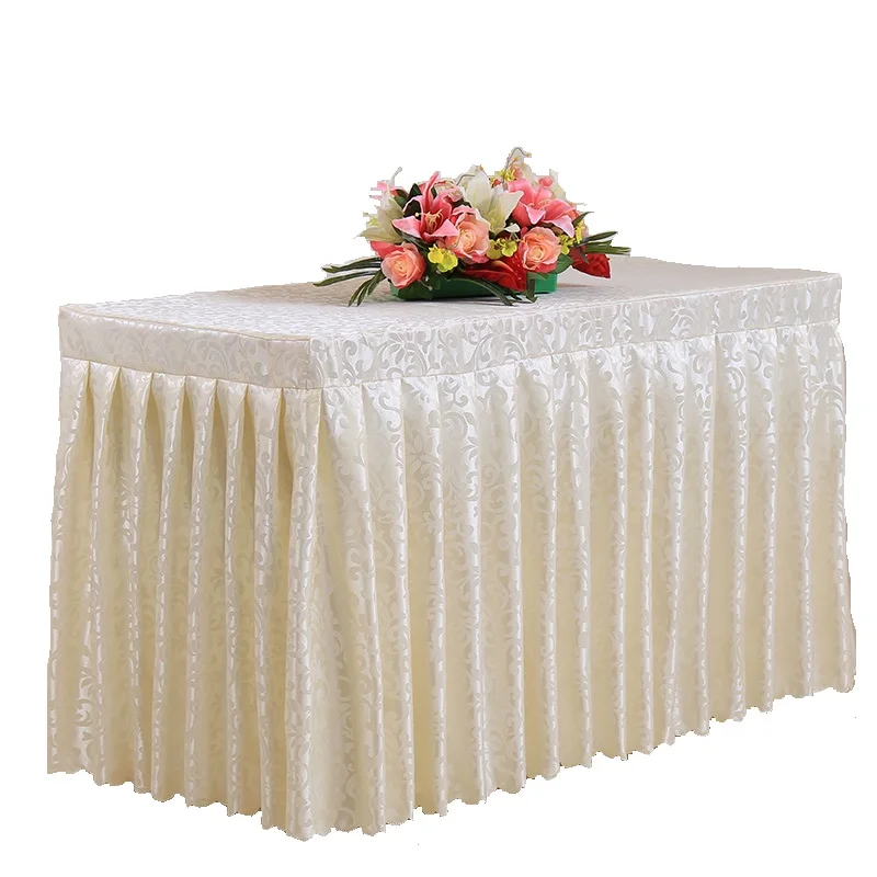 

Polyester Jacquard Banquet Conference Event Table Skirting Cover, Customized Accepted