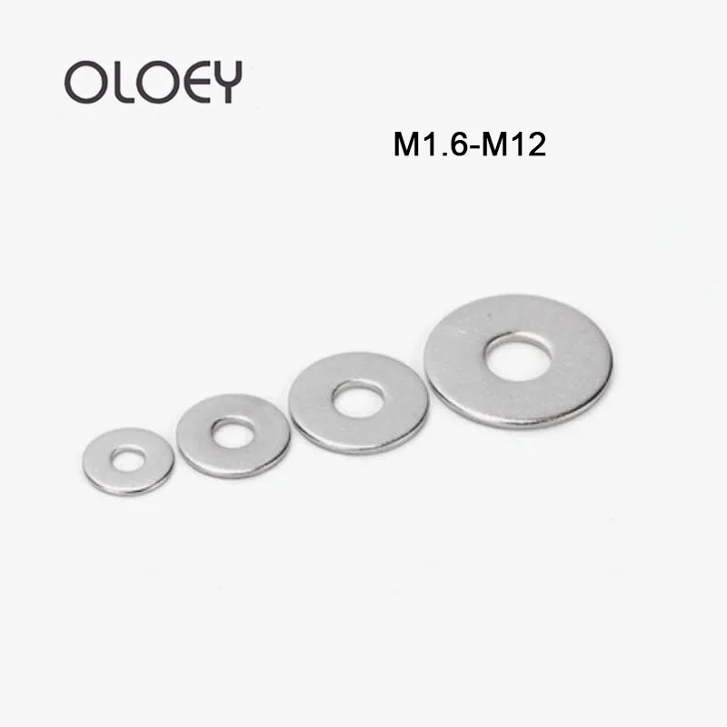 Плоская стиральная машина DIN125 ISO7089 M1.6 M2 M2.5 M3 M3.5 M4 M5 M6 M8 M10 M12 304 из нержавеющей стали