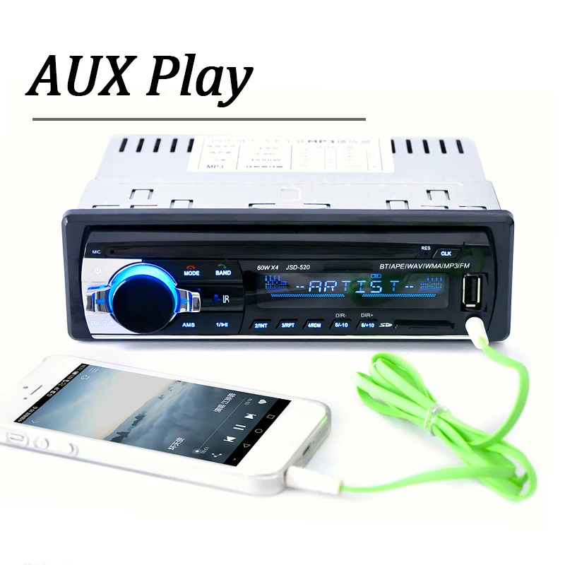 Car Radio Autoradio 1 din Bluetooth 12V Car Audio Player Mp3 60Wx4 FM Radio Music USB/SD With In Dash AUX Input