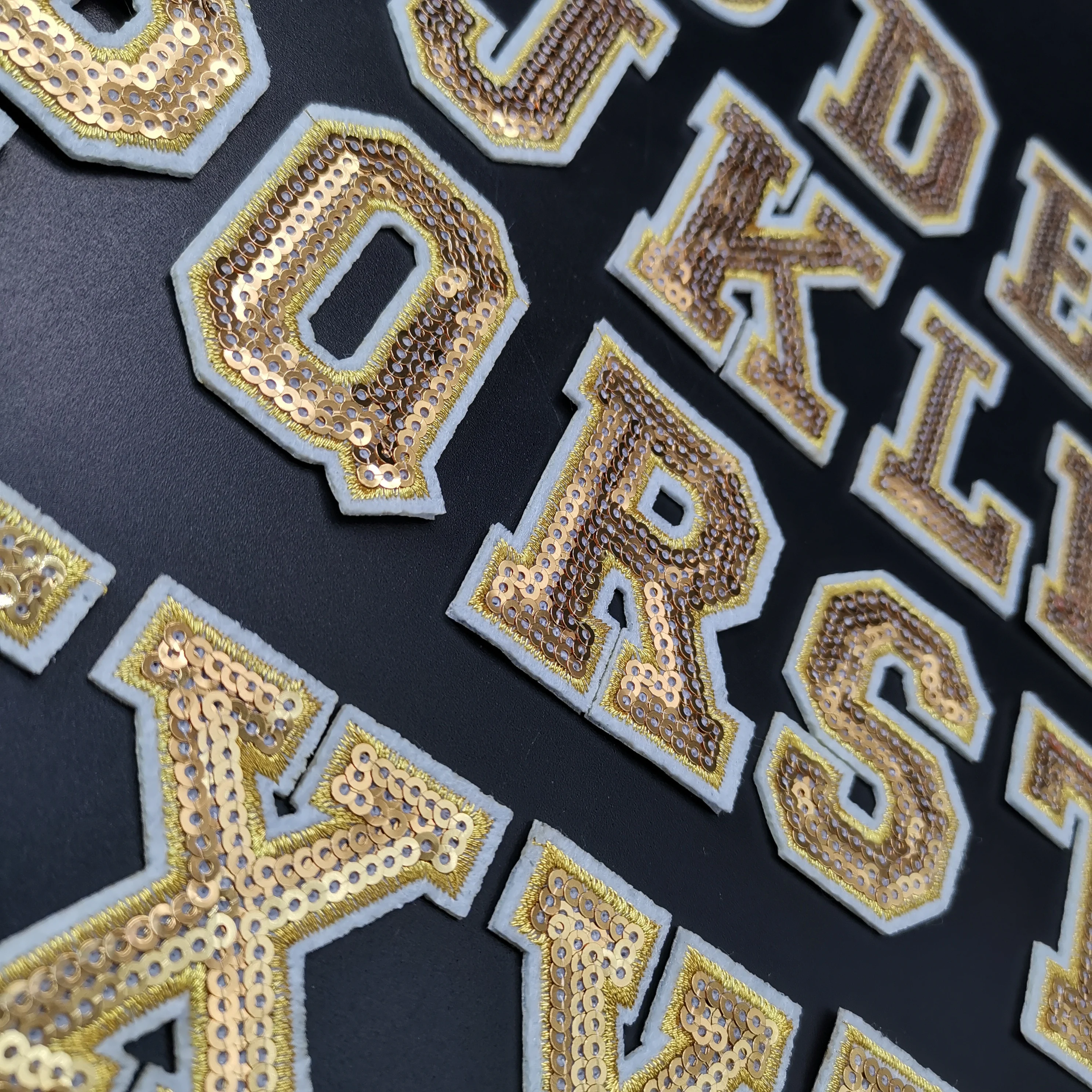 1pcs New Gold Sequins Letter Alphabet Patch For Clothes Iron On Garment Accessories Embroidered Applique Decoration Repair Patch