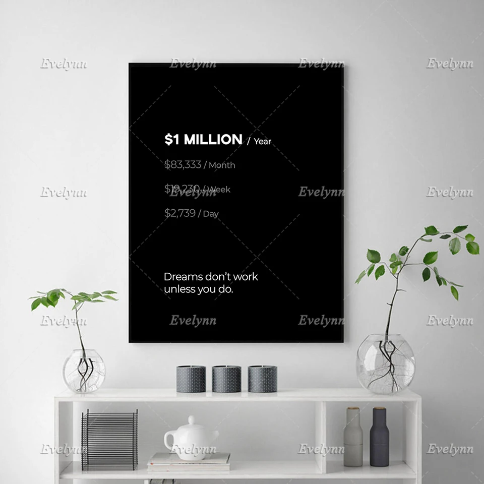 Wall Art Canvas Painting 1 Million A Year Inspirational,Motivational Poster And Prints Modular Pictures For Office Home Decor