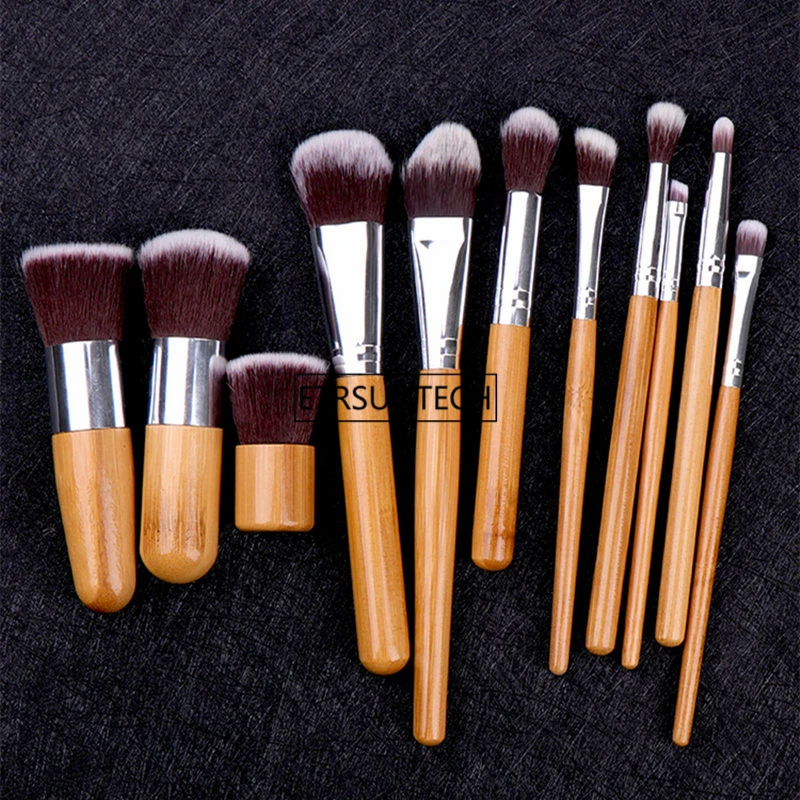 60 juegos de herramientas de maquillaje Pincel Maquiagem mango de bambú maquillaje cosmético sombra de ojos base corrector juego de brochas F3629