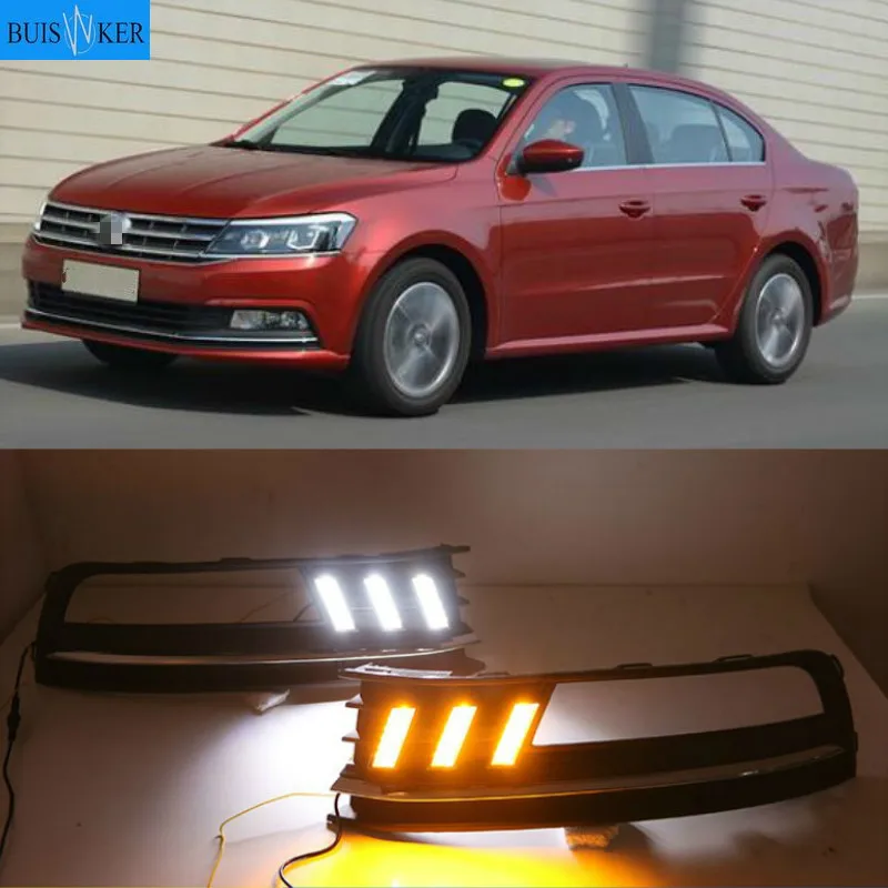 

1 Pair LED DRL Daytime Running Light for Volkswagen VW Lavida 2015-2017 with Yellow Trun Signal Light Blue Night Lamp