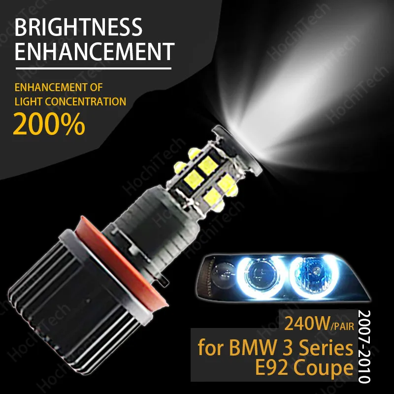 for  Angel Eyes 120W h8 Super White 6000k  Ring LED Light for BMW 2007-2010 3 Series E92 Coupe (Pre-LCI) Super Bright