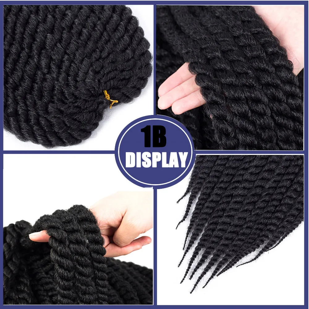 Havana Twist Crochet Hair para trenzas, extensiones de cabello sintético trenzado, Mujeres Africanas senegalesas, 12/18/22 pulgadas