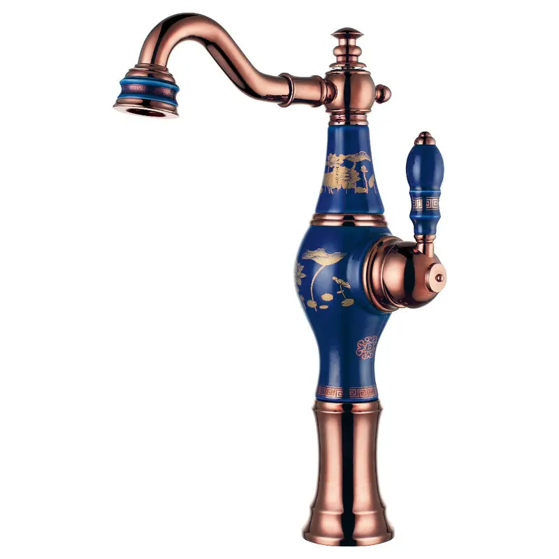 New Arrivals Top-grade Brass and Jade Basin Sink Faucet Deck Mounted Bathroom Water Tap Hot and Cold Mixer Tap Basin Faucet