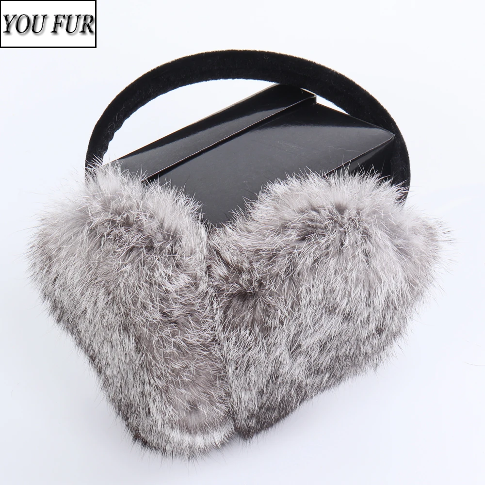 

Rabbit Fur Earmuffs For Girls Winter Warm Plush Real Genuine Rabbit Fur Plush Ear Muff Women Fashion 100% Natural Fur Earlaps