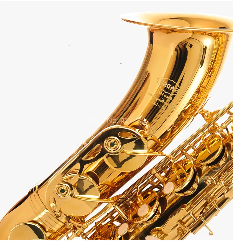 SADSN STS-100 Bb Tenor Saxophone Brass Gold Lacquer B Flat Tenor Sax Curved Neck Pearl Button Musical Instrument with Case