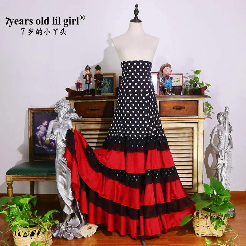 Traditional Spanish Flamenco Dance  Dress For Girls Classic Flamengo Gypsy Style Skirt Bullfight Festival Ballroom DTT28