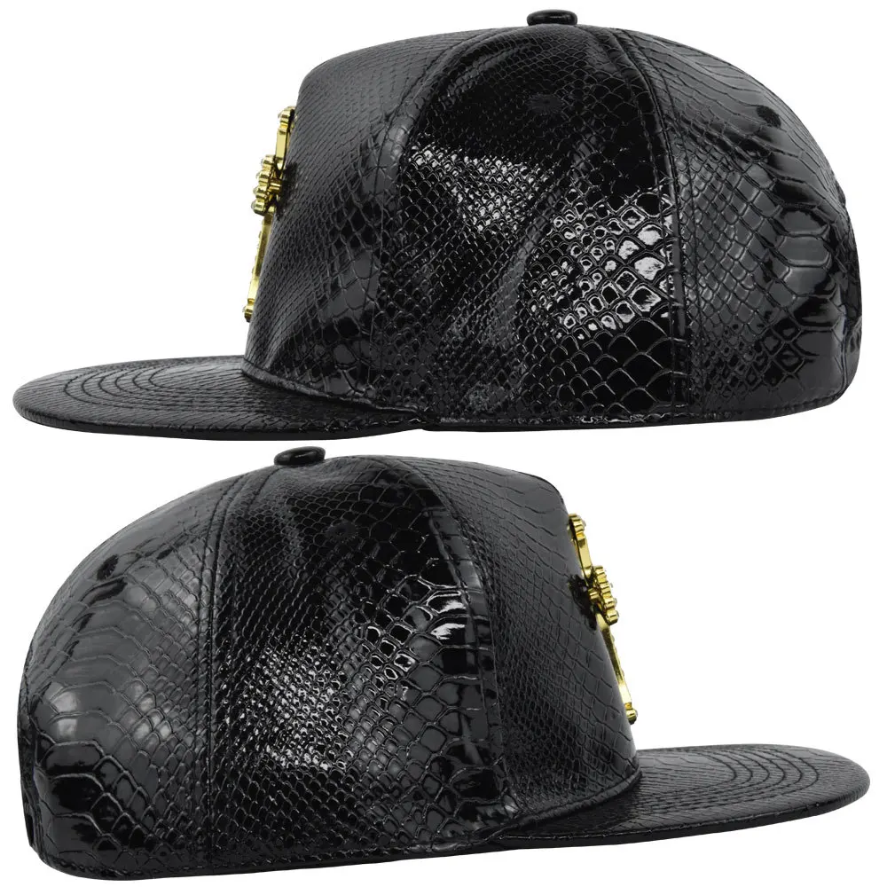 Hip-hop cap The cross Jesus metal label Fashion Break dancing Street dance Flat brim hat cap Hip Hop Fitted Cap Youth tide cap