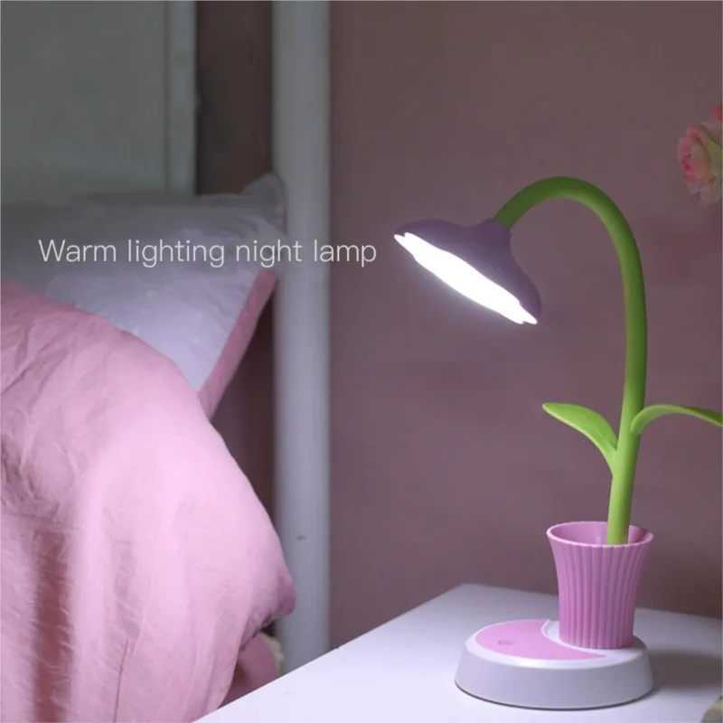 USB Chargeable LED Table Lamp 2 In 1 Sun Flower LED Desk Lamp with Pen Holder Children Reading Learning Eye Protect Night Light