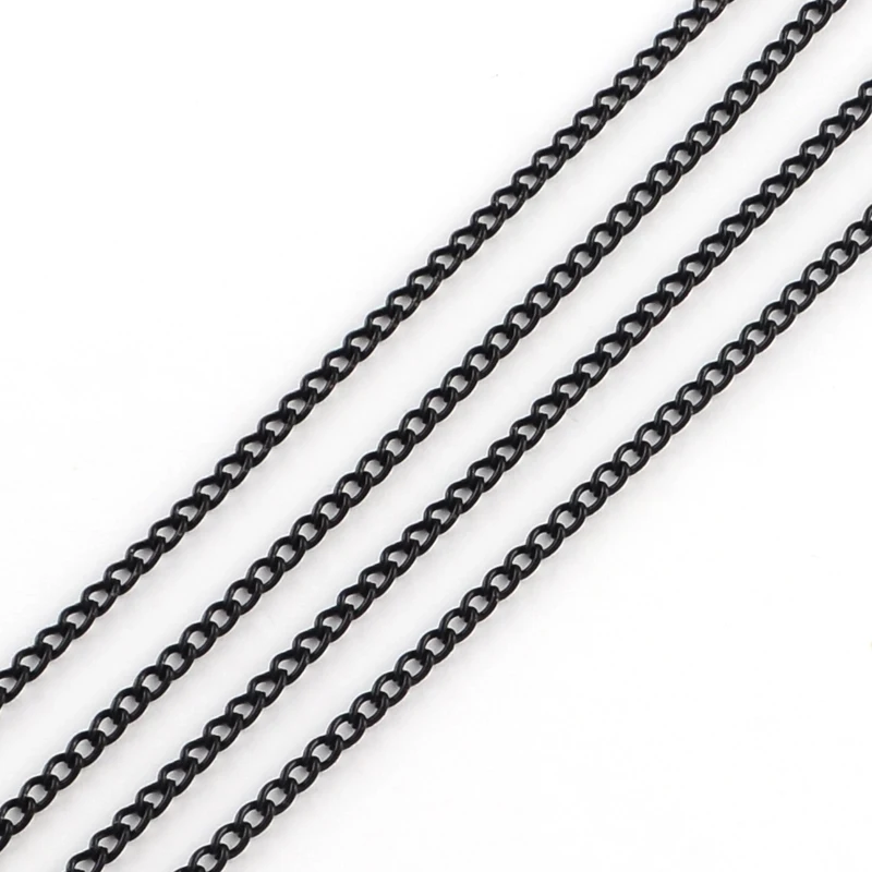 

10m Electrophoresis Unwelded Iron Curb Chains Black Link Chain For Bracelet Necklace Jewelry Making Findings 3.7x2.8x0.8mm