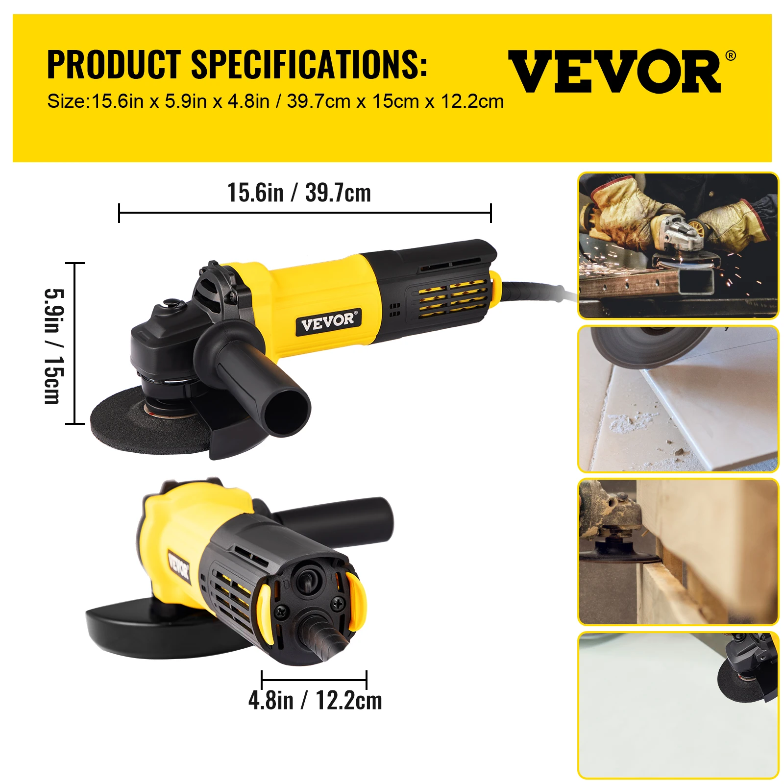 VEVOR smerigliatrice angolare elettrica 900W rettificatrice angolare 4.5 pollici plastica pietra metallo legno taglio mola strumento