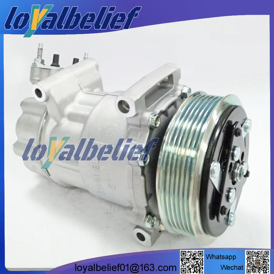 Compresseur de climatisation automatique, Sanden SD6V12, KIT 206, 307, Cristaux en Fiat, KIT 206, Compresseur 1449, 1450, 9671456680, 9655191680,