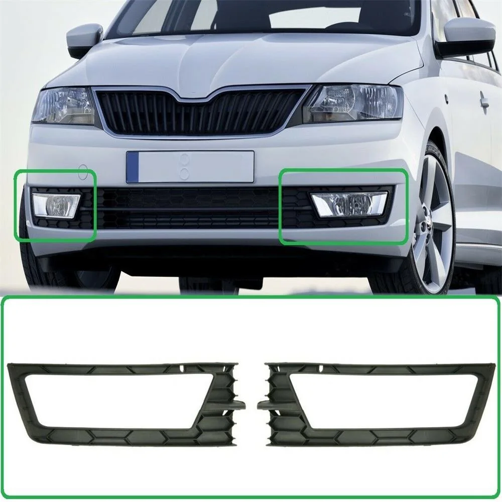 

For Skoda Rapid Spaceback 2013 2014 2015 2016 2017 Car-Styling Front Bumper Fog Lamp Light Lower Grille Cover With Hole