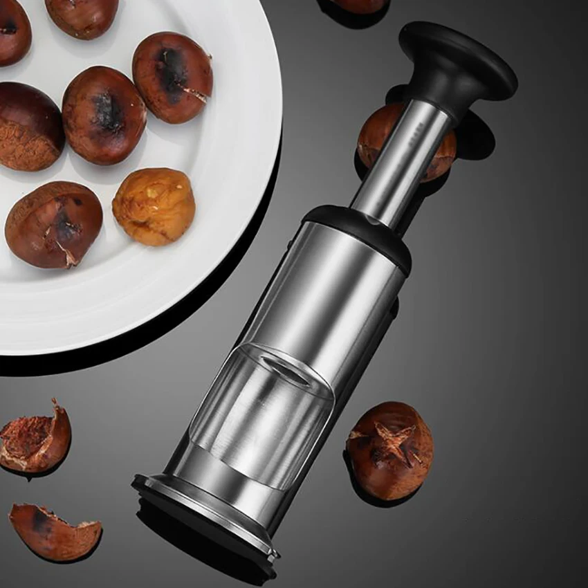 304 Stainless Steel Chestnut Cutter Tool with Labor-saving Automatic Spring, Nut Shell Peeler Nut Opener Chestnut Opener