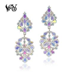 VEYO Luxury Rhinestone Crystal Drop Earrings 4 Color ZA Earrings for Women Fashion Jewelry New Gift