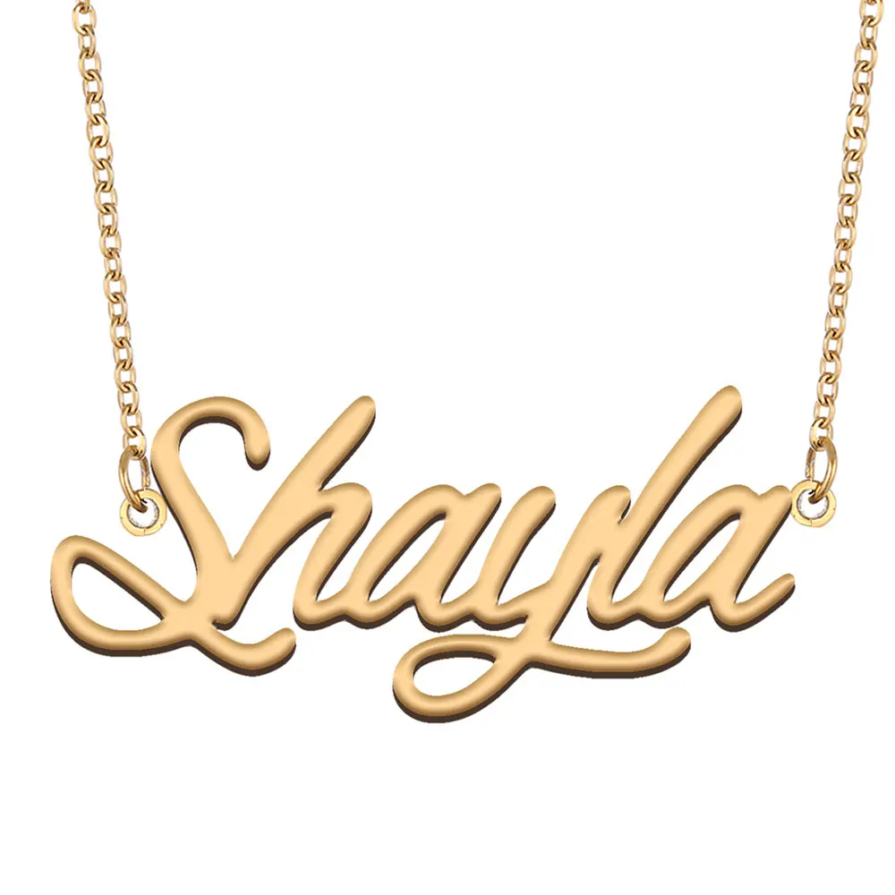 

Shayla Name Necklace Women Stainless Steel Personalized Jewelry Gold Plated Nameplate Pendant Femme Mother Girlfriend Gift