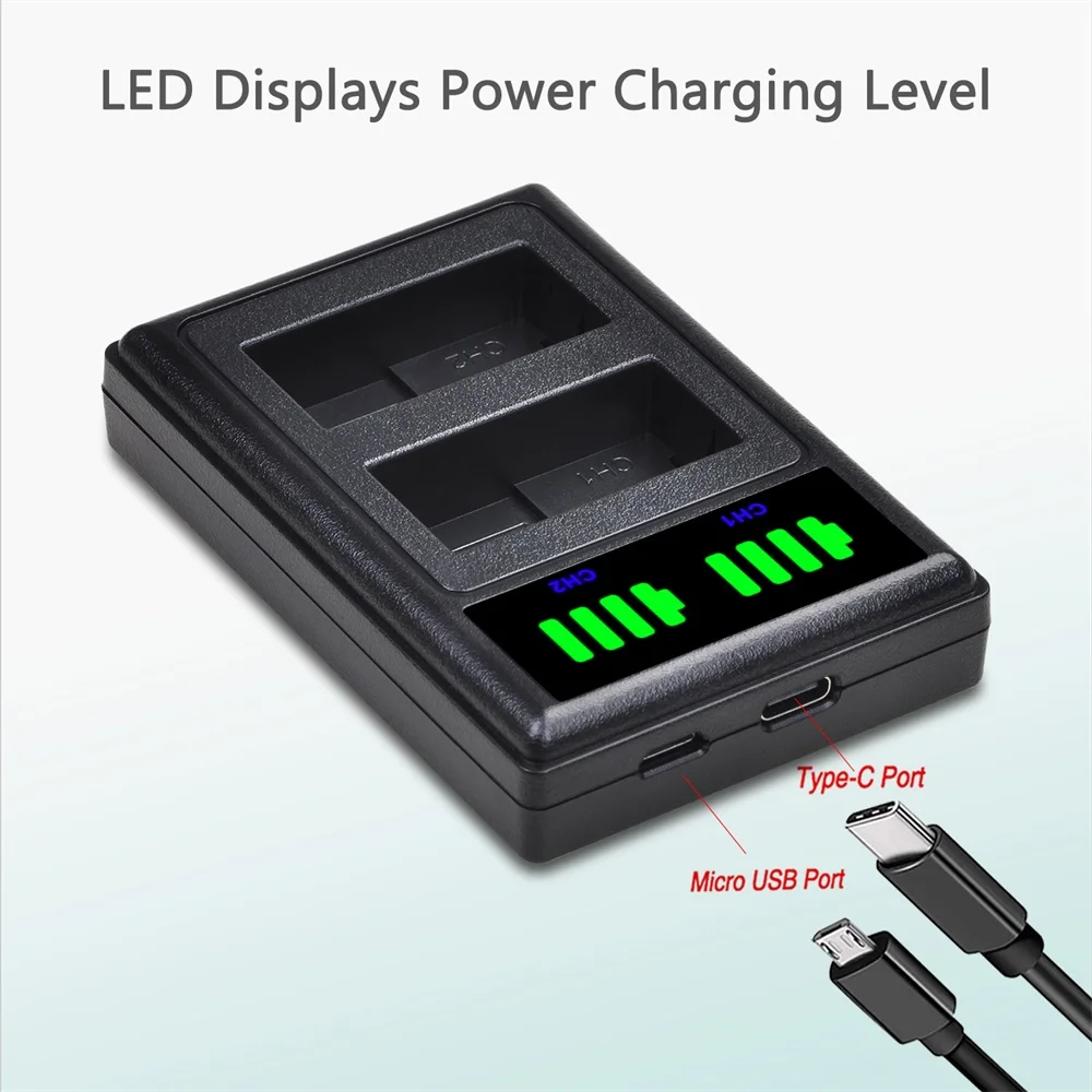 LEDデュアルバッテリー充電器,タイプC, DMW-BLC12,blc12e,blc12pp,Panasonic lumix DMC-G5 g6 g7 gx8 g85 gx2 DMC-FZ200 fz1000