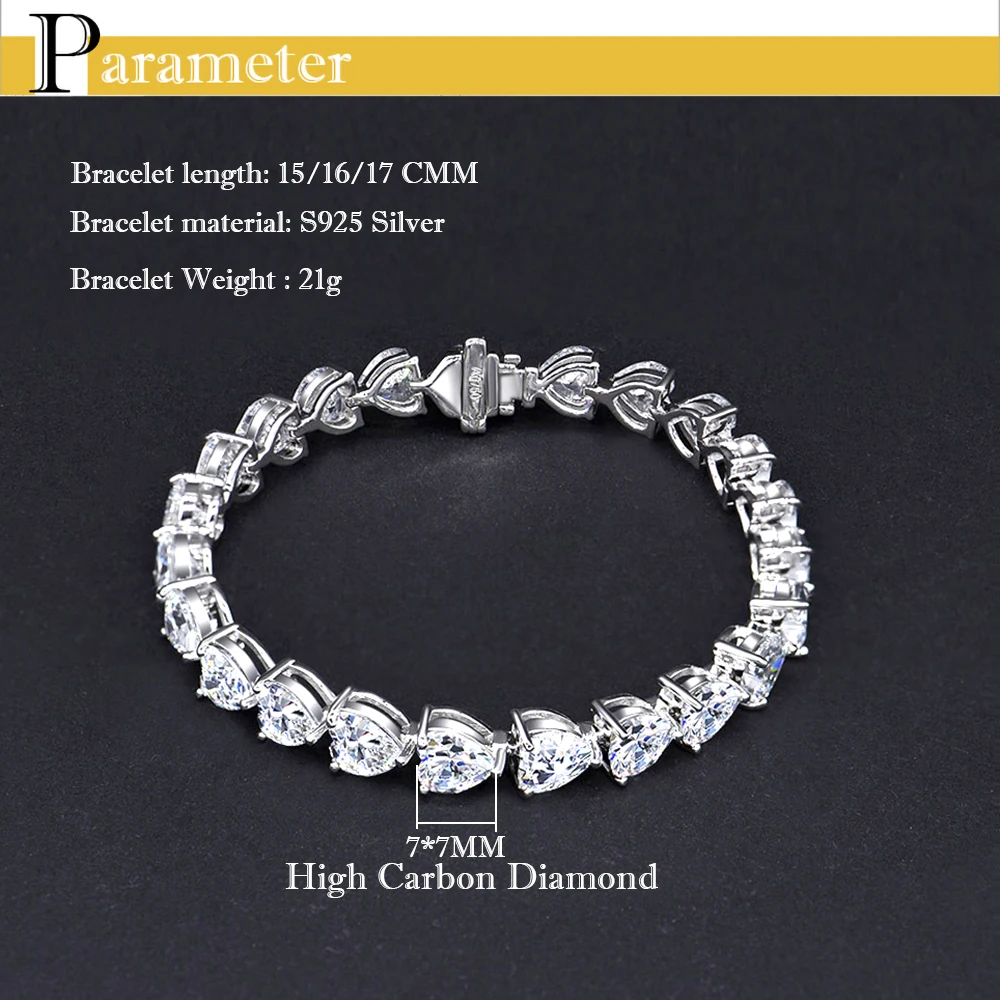 Luomansi 100% 925 Sterling Silver Bracelet Nurture Moissanite Gemstone Bracelet Wedding Party Diamond High Jewelry