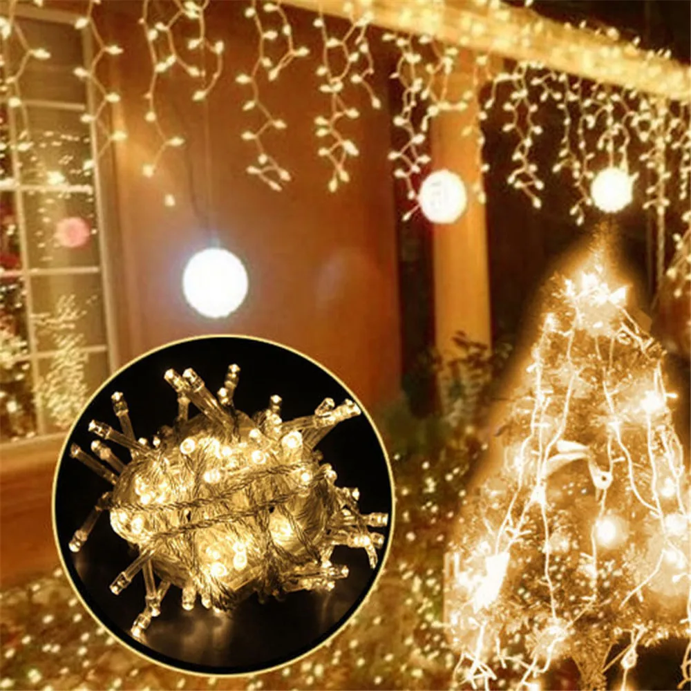 Imagem -03 - Waterproof a Luz de Natal Exterior Droop 0.40.6m Conduziu Luzes da Corda do Icicle da Cortina Beirais do Shopping do Jardim Luzes Decorativas 5m