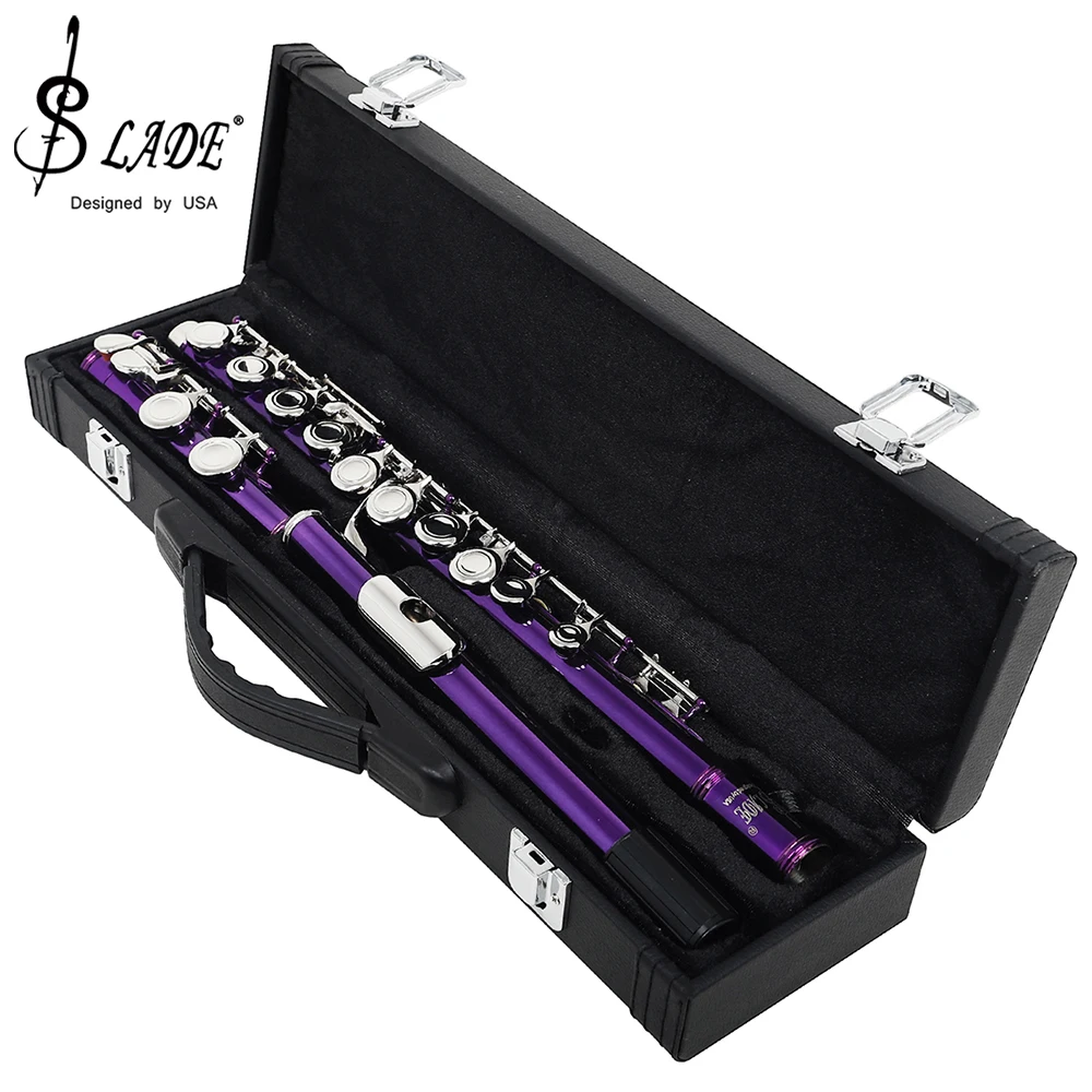 

SLADE Purple 16 Holes C Tone Flute With E Key Woodwind Instrument Closed Key Cupronickel Tube With Padded Bag Music Accessories