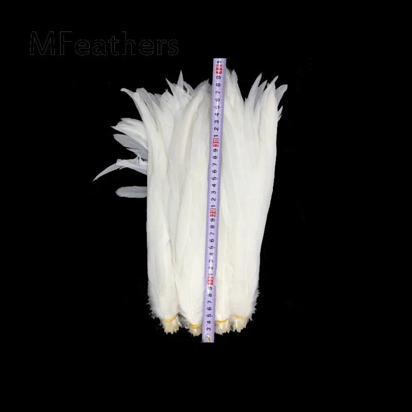 Wholesale 100pcs/lot Pure White Rooster Coque Tail Feather For Craft making wedding carnival chirstmas Decoration Chicken plumes