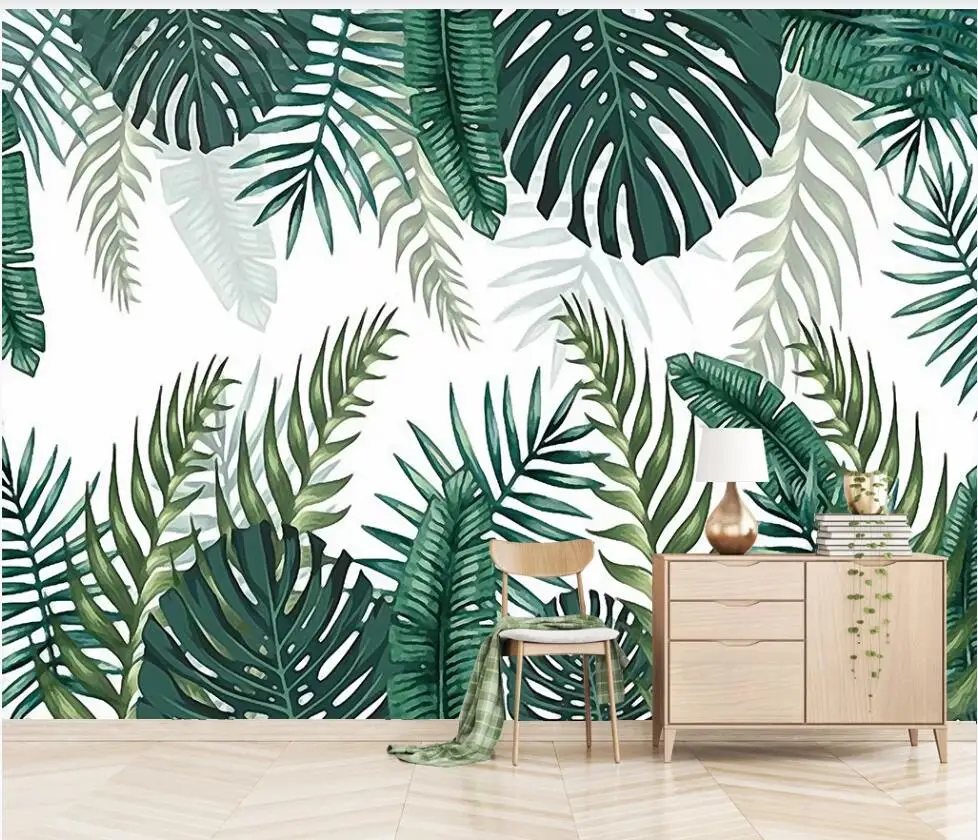 

XUE SU Large-scale custom mural wallpaper Nordic Southeast Asia tropical rain forest background wall high-grade materials