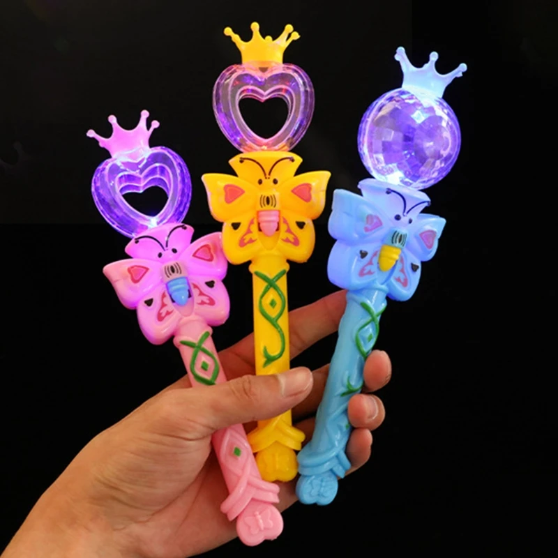 Kids Glowing Sticks Flashing Star Luminous Light Stick with Crown Girls Princess Fairy Wand Children Baby Party Cosplay Props