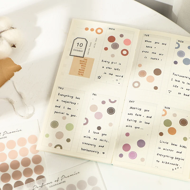 3 sheets/lot Japanese Paper Deco Sickers Aesthetic Natural Colorful Circles Dots Sealing Stickers Bullet Journaling Accessories