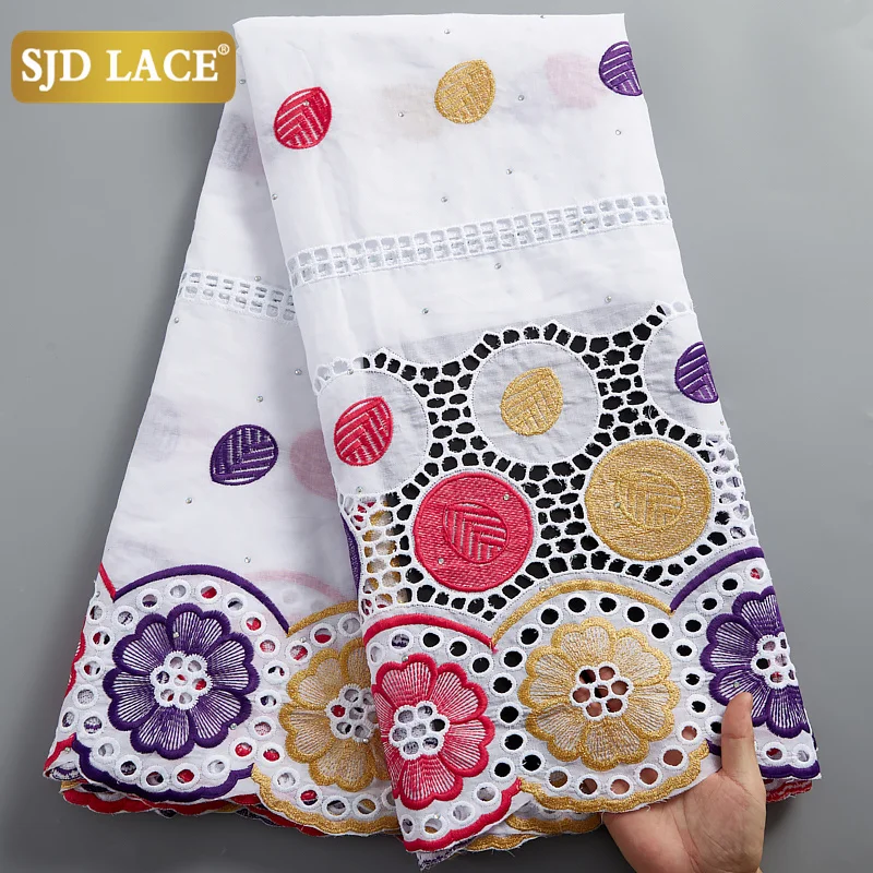 SJD LACE Clearance Style Swiss Voile Lace In Switzerland 2024 100% Cotton Embroidery African Lace Fabric Materials Sewing A2486