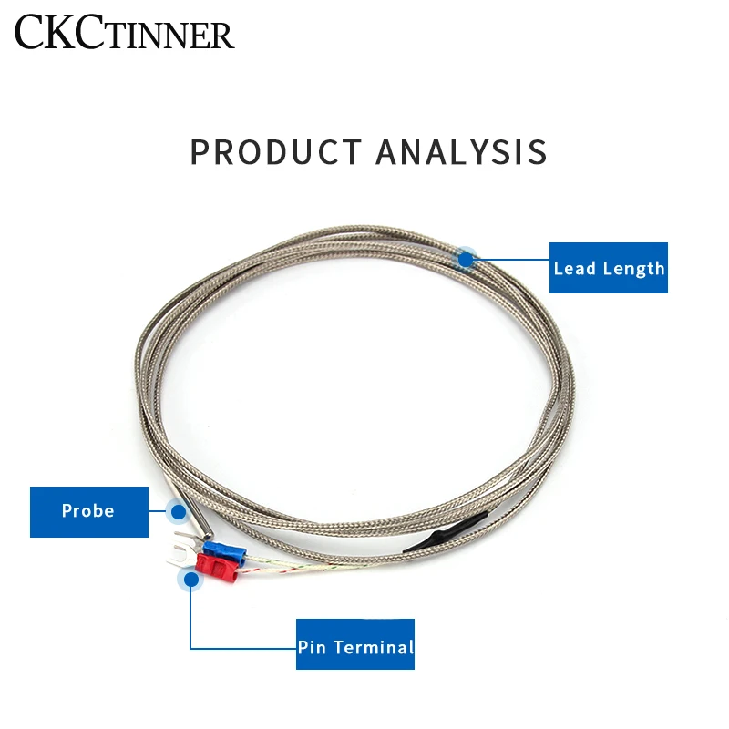 Termocoppia tipo K 4*30mm 1/2/3/4/5M tipo di sonda sensore di temperatura a termocoppia a filo Braide schermato per regolatore di temperatura