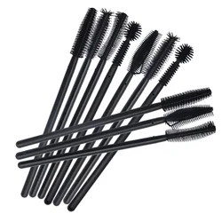 Applicateur de cils en Silicone jetable, 100 pièces, brosse, baguettes de Mascara entièrement noires, outil de maquillage pour extensions de cils