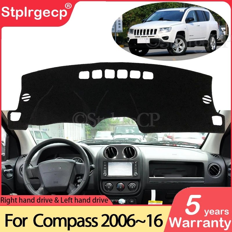 for Jeep Compass 2007~2016 MK1 MK49 Anti-Slip Mat Dashboard Cover Pad Sunshade Dashmat Car Accessories 2008 2009 2010 2012 2015