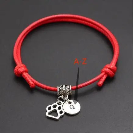 Dog bracelets Dog Paw Print Charm Bracelet DIY Lucky Rope Bracelet For Women & Men Jewelry A-Z English Alphabet YLQ5150