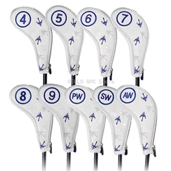 Golf Club-cubiertas de cabeza de hierro de cuero sintético personalizadas, conjunto de 9 unidades (4,5,6,7,8,9,P,S,A) con cierre de cremallera, protector de cabeza