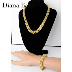 1 Set Hip Hop Men Jewelry Gold Color CCB Link Chain Necklace Punk Bracelet For Women Punk Rock Party Jewelry Accessories