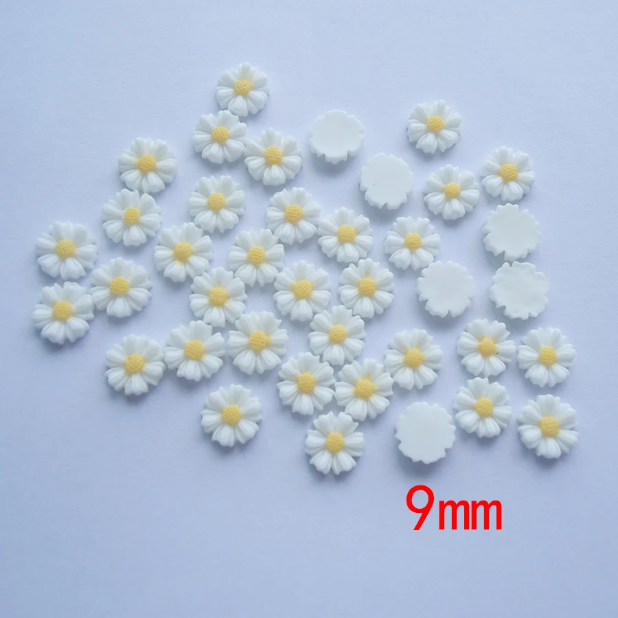 50pcs/lot 9mm-22mm White Flat Back Daisy Resin Flowers Cabochon Beads For Cell Phone Case Decoration Jewelry Making Diy Supplies