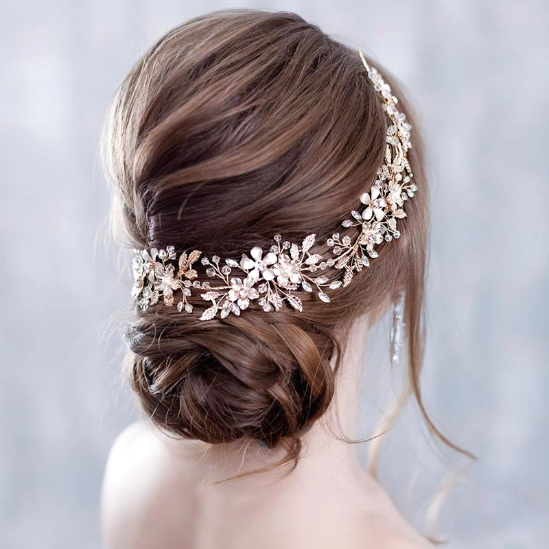 Fashion Bridal Flower Headbands Crystal Rhinestone Hair Jewelry Handmade Wedding Hairband Headband Women Hair Accessories Tiara