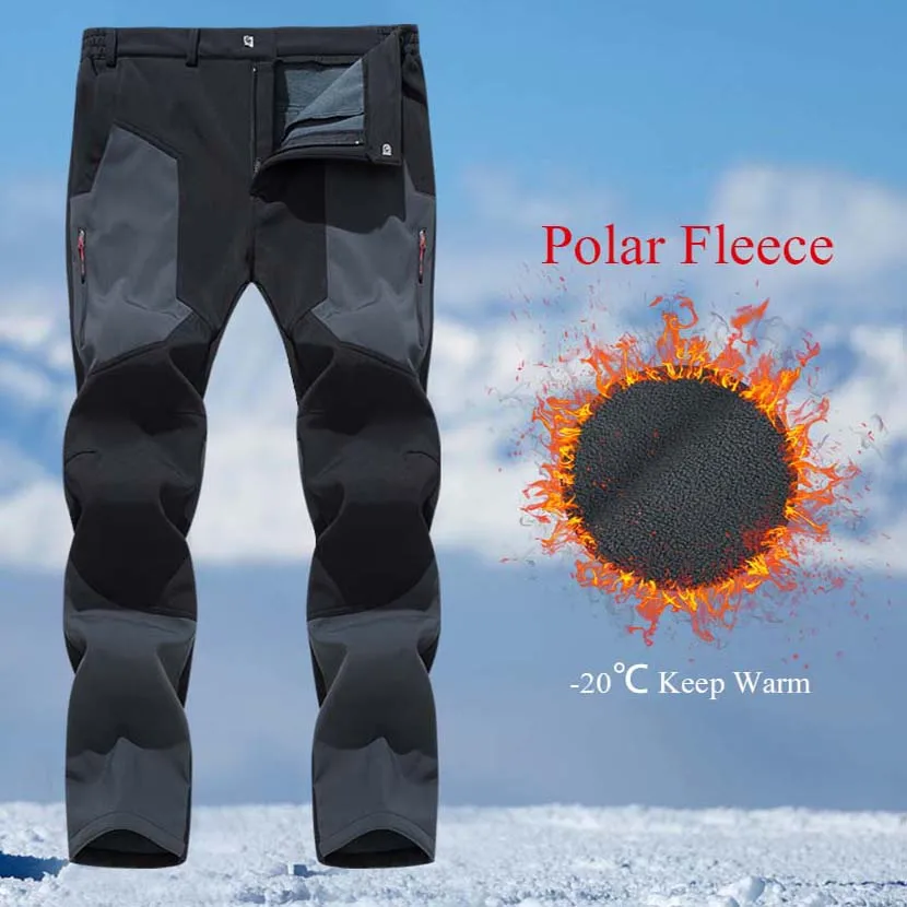 NUONEKO męskie spodnie do pieszych wędrówek pieszych zimowe grube ciepłe polarowe spodnie polarowe SoftShell Outdoor kolarstwo sportowe Trekking spodnie wspinaczkowe PM53