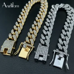 High-Quality  51g Hip Hop Full AAA Stone Bling Iced Out Pave Men's Bracelet Miami Cuban Link Chain Bracelets for Men Jewelry