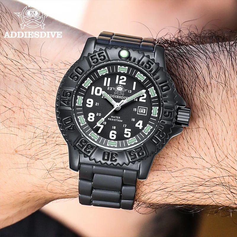 ADDIES Top Men\'s Military Watch Luminous Tube Nylon Strap Clock Luxury Stainless Steel Sports Men Quartz Wristwatch Fashion Dive