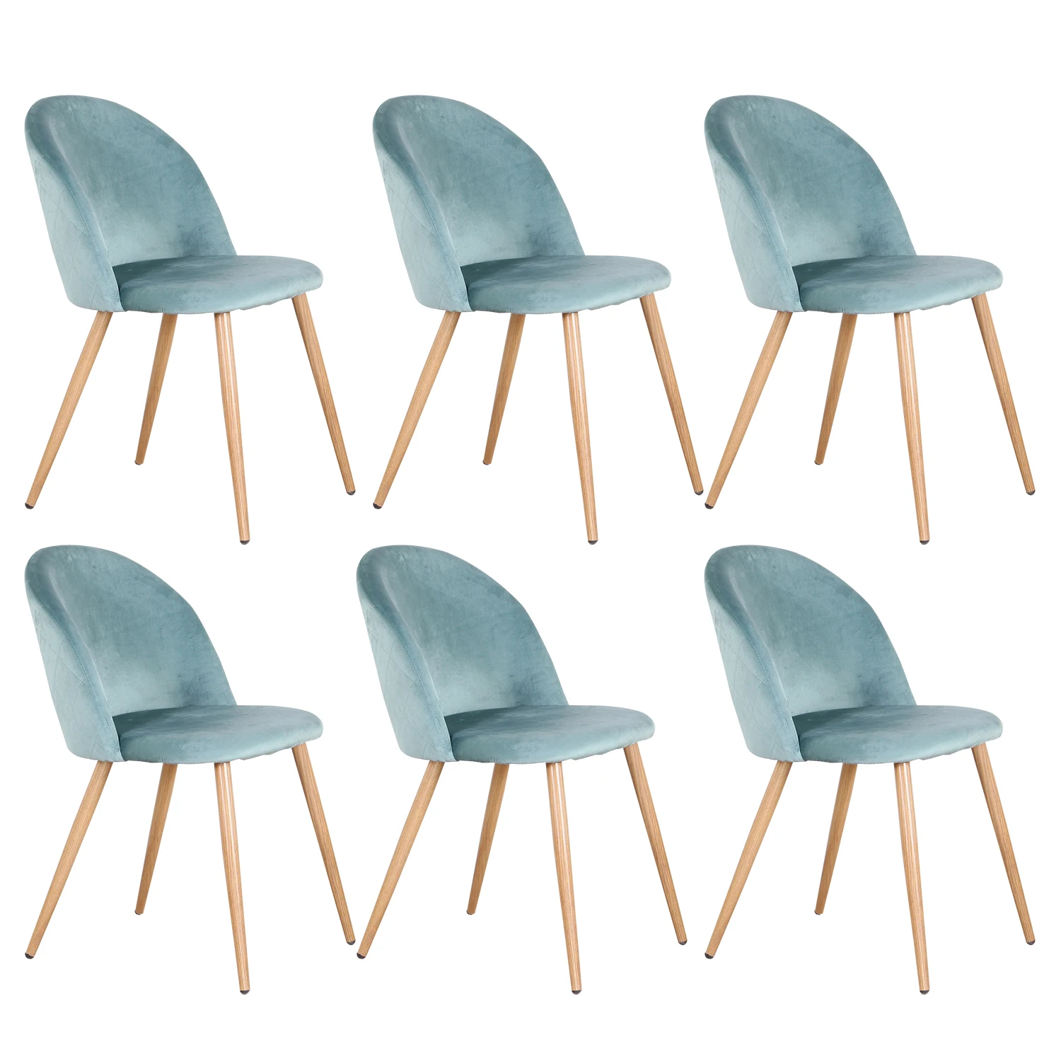 A Set Of 6 Dining Chairs With Soft Velvet And Metal Feet, Suit for Kitchen, Dining Room, Living Room, Lounge (Pink/Green/Blue))