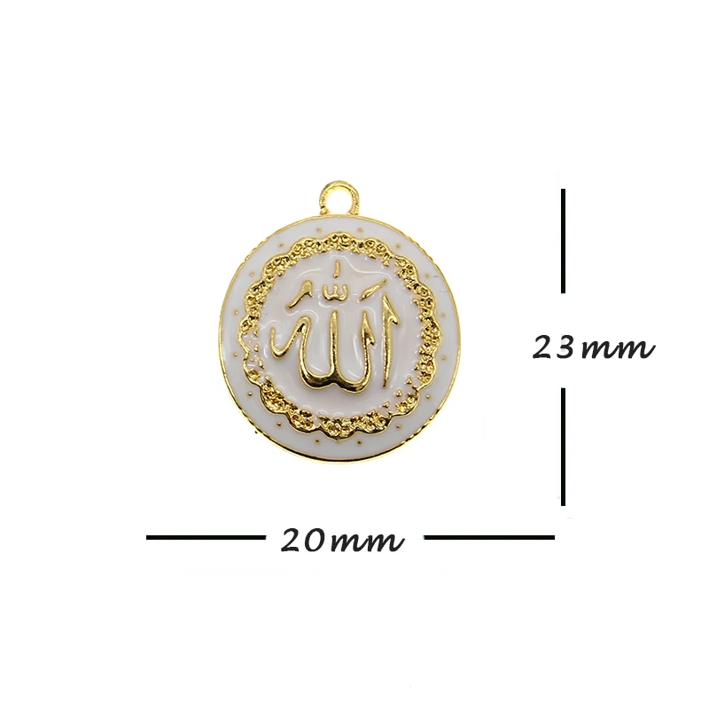 10 pcs 20 pcs  50 pcs Custom Colorful Flower Round Gold Silver Plated Enamel Islam Muslim Arabic Pendant charms For Baby Pins