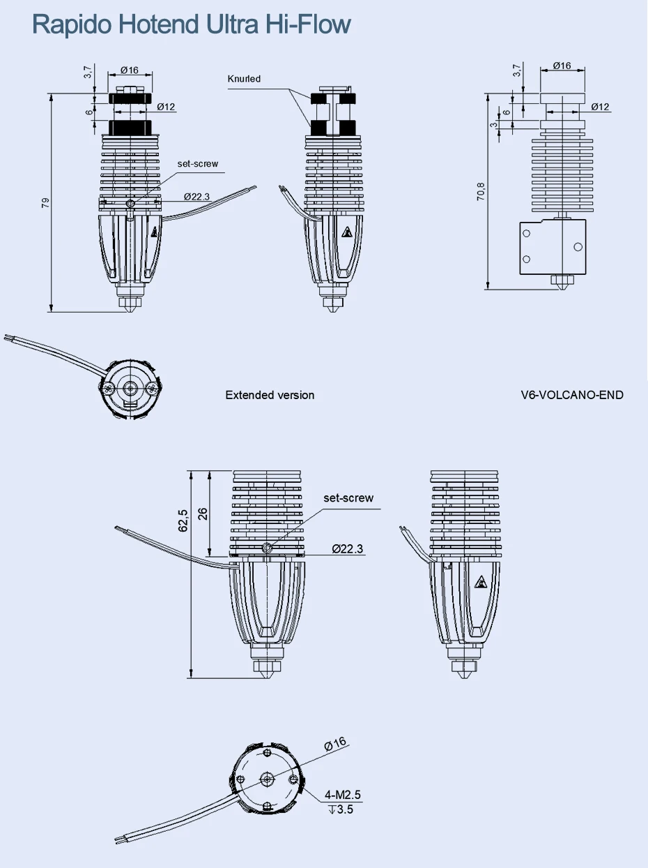 Trianglelab ® Rapido Hotend K500 Druckleistung bis zu 75mm³/s 115W Hochtemperatur 350°C für DDB Extruder Ender3 V2 CR10 V3 – Detail 12