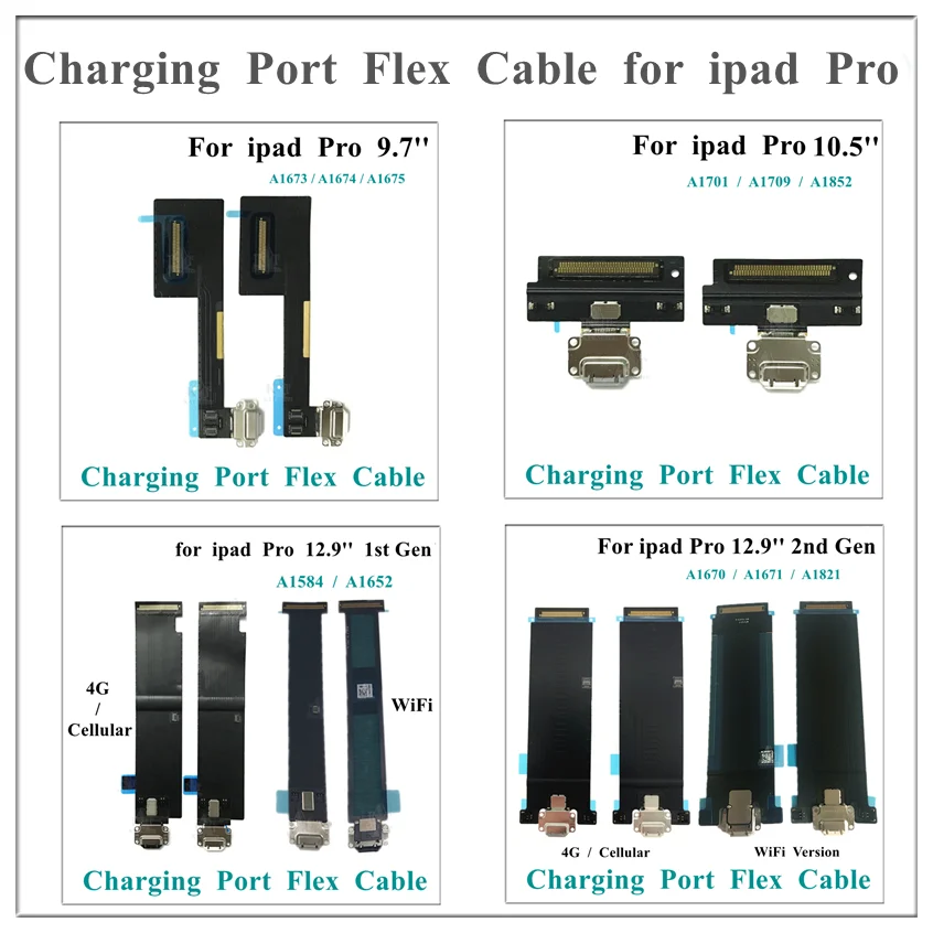 

1 шт. зарядное устройство, порт зарядки, док-станция, USB-разъем, гибкий кабель для IPad Pro 9,7 10,5 12,9 дюйма, 1-й 2-й 2015 2017, запчасти для ремонта сотовой связи